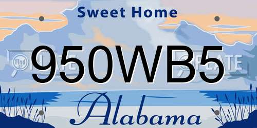 950WB5 Alabama License Plate