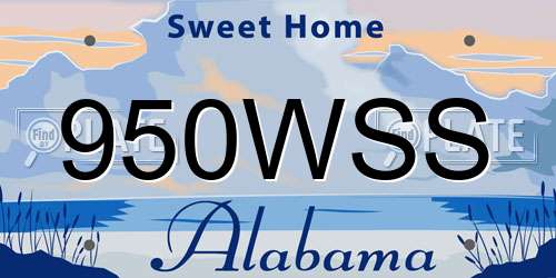 950WSS Alabama License Plate