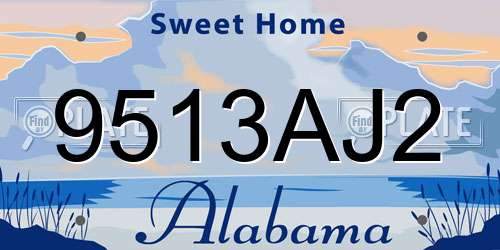 9513AJ2 Alabama License Plate