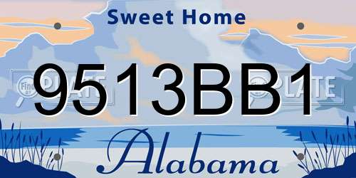 9513BB1 Alabama License Plate