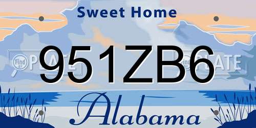 951ZB6 Alabama License Plate