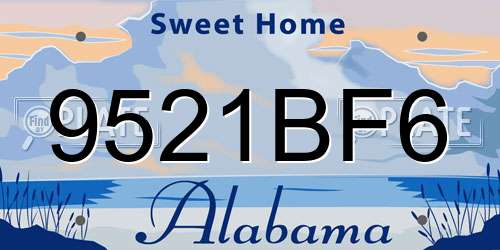 9521BF6 Alabama License Plate