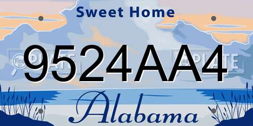 9524AA4 Alabama License Plate