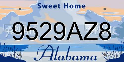 9529AZ8 Alabama License Plate