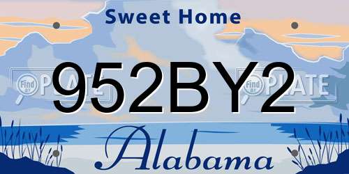 952BY2 Alabama License Plate
