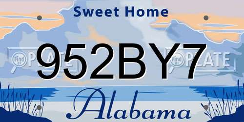 952BY7 Alabama License Plate
