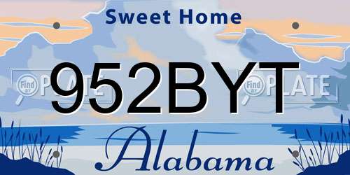 952BYT Alabama License Plate