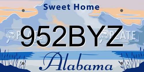 952BYZ Alabama License Plate
