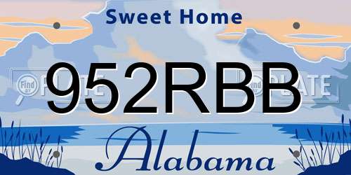 952RBB Alabama License Plate