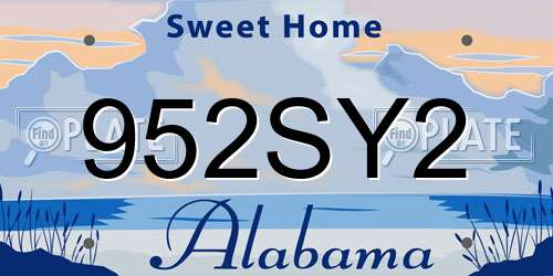 952SY2 Alabama License Plate