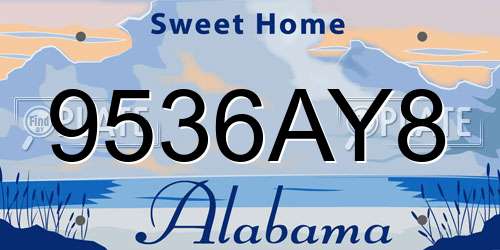 9536AY8 Alabama License Plate