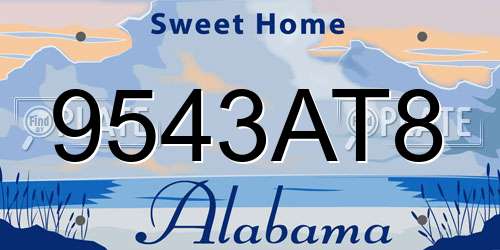 9543AT8 Alabama License Plate