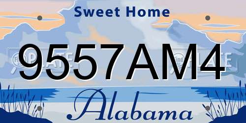 9557AM4 Alabama License Plate