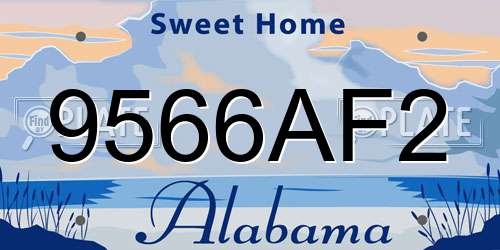 9566AF2 Alabama License Plate