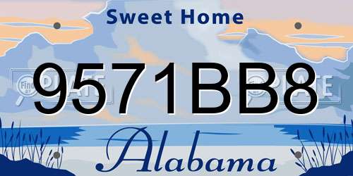 9571BB8 Alabama License Plate