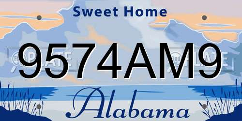 9574AM9 Alabama License Plate