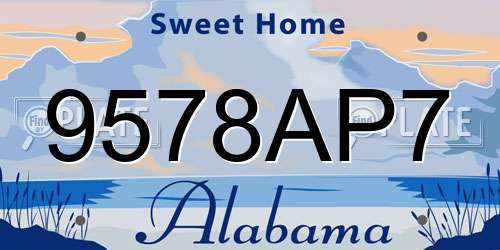 9578AP7 Alabama License Plate
