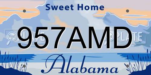 957AMD Alabama License Plate