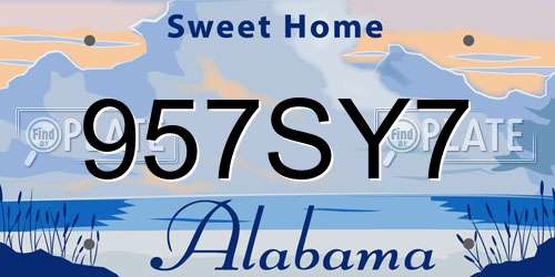 957SY7 Alabama License Plate