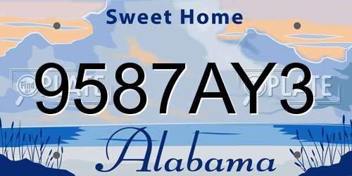 9587AY3 Alabama License Plate