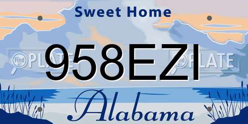 958EZI Alabama License Plate
