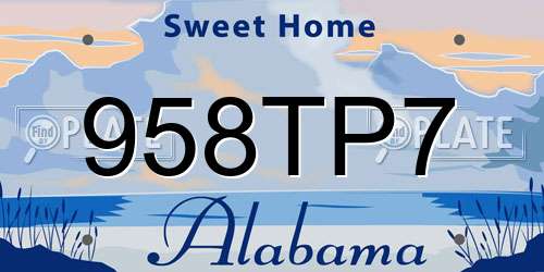 958TP7 Alabama License Plate