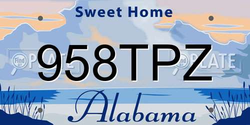 958TPZ Alabama License Plate
