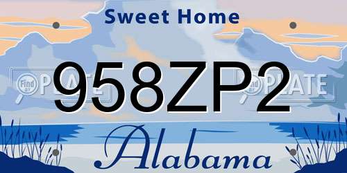 958ZP2 Alabama License Plate
