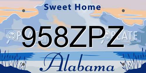 958ZPZ Alabama License Plate