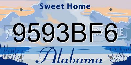 9593BF6 Alabama License Plate