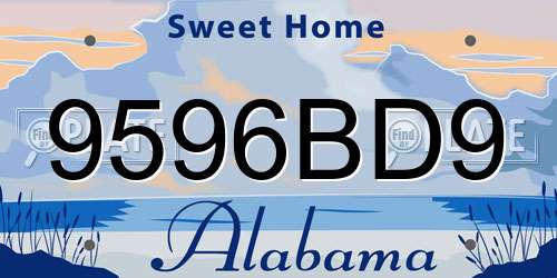 9596BD9 Alabama License Plate