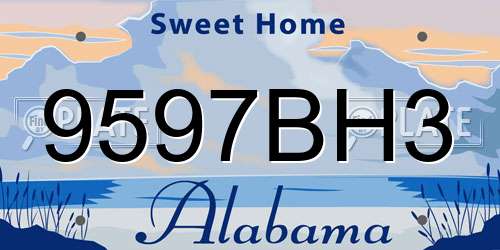 9597BH3 Alabama License Plate