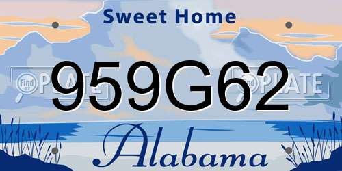 959G62 Alabama License Plate