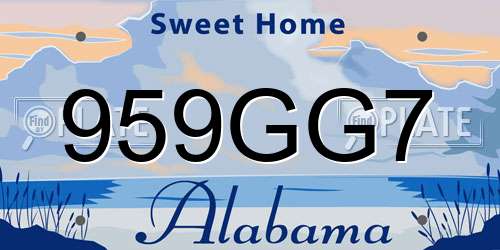 959GG7 Alabama License Plate