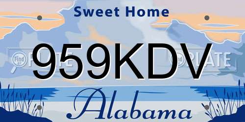 959KDV Alabama License Plate
