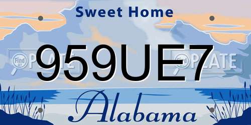 959UE7 Alabama License Plate