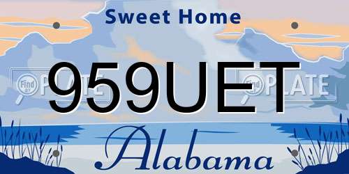 959UET Alabama License Plate