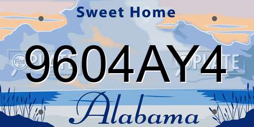 9604AY4 Alabama License Plate