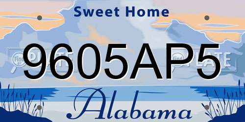 9605AP5 Alabama License Plate