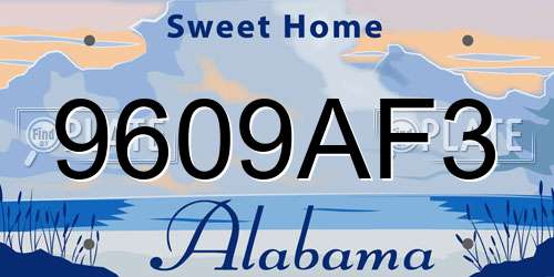 9609AF3 Alabama License Plate