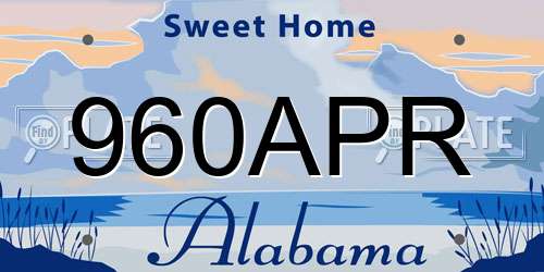 960APR Alabama License Plate