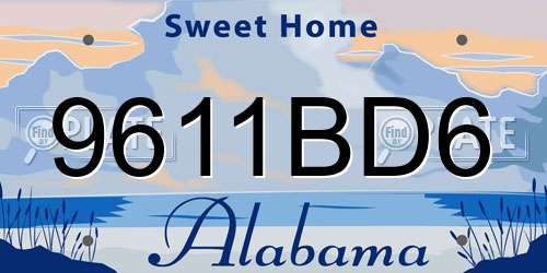 9611BD6 Alabama License Plate