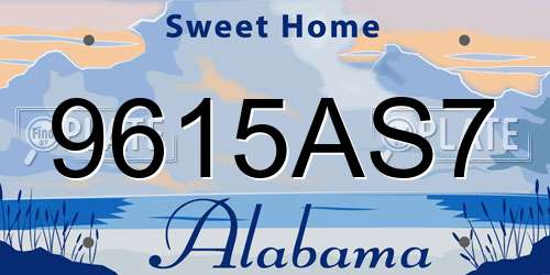 9615AS7 Alabama License Plate