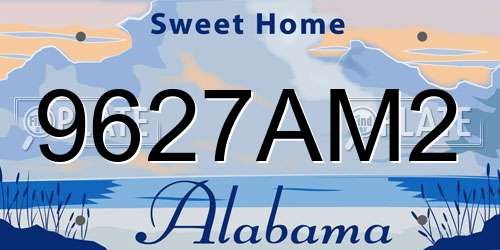 9627AM2 Alabama License Plate