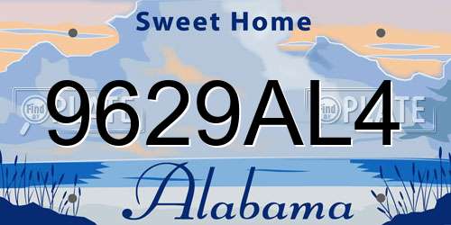 9629AL4 Alabama License Plate