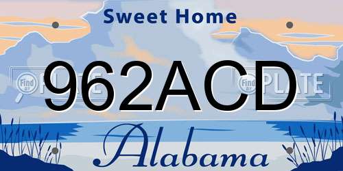 962ACD Alabama License Plate