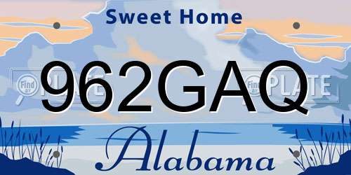 962GAQ Alabama License Plate