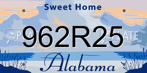 962R25 Alabama License Plate