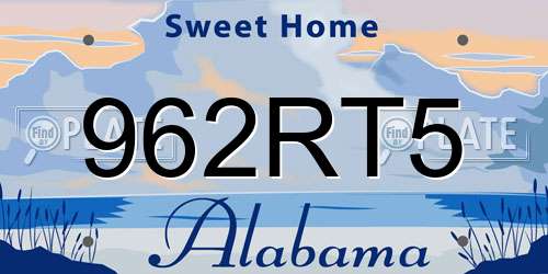 962RT5 Alabama License Plate
