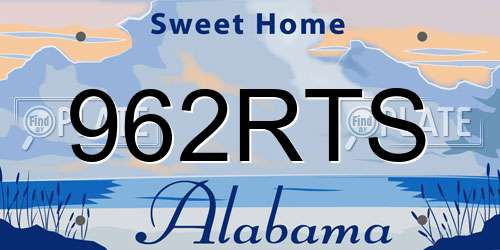 962RTS Alabama License Plate